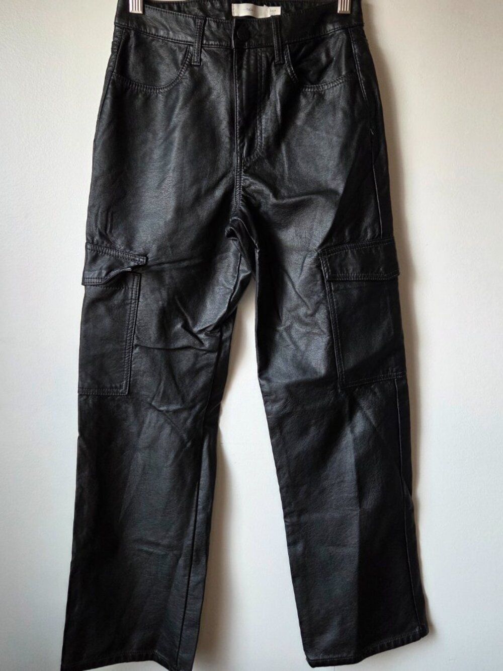 EUC TGLA BLACK CARGO FAUX LEATHER PANTS SIZE 5 / 27